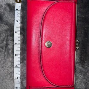 Lodis Leather Clutch Wallet, Red 8 1/2" x 4"